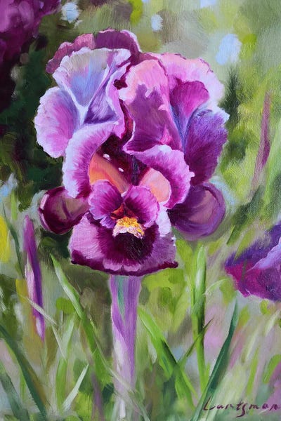 Irises: Purple Iris In The Garden by Jane Lantsman