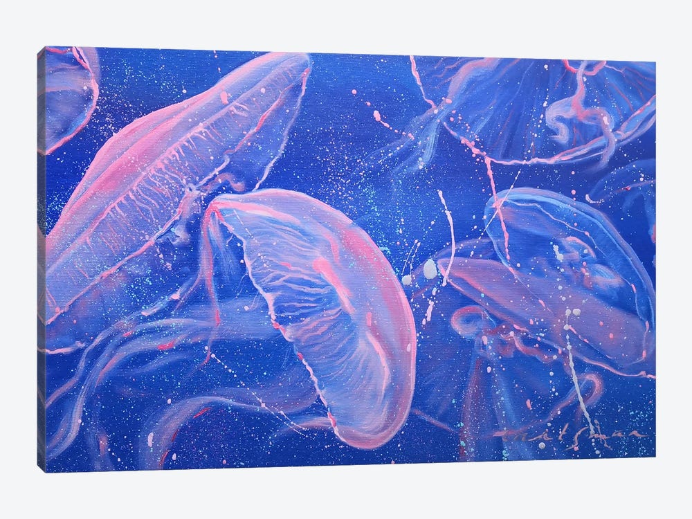 Jellyfish Underwater Life by Jane Lantsman 1-piece Canvas Print