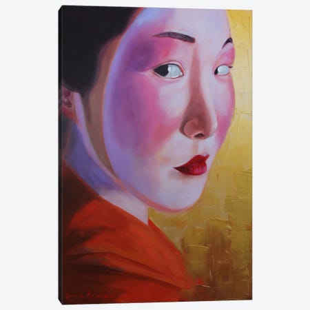 Geisha In Kimono On Gold Background III Canvas Print #LNX38} by Jane Lantsman Canvas Art
