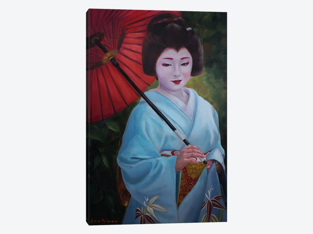 Geisha With Umbrella by Jane Lantsman 1-piece Canvas Print