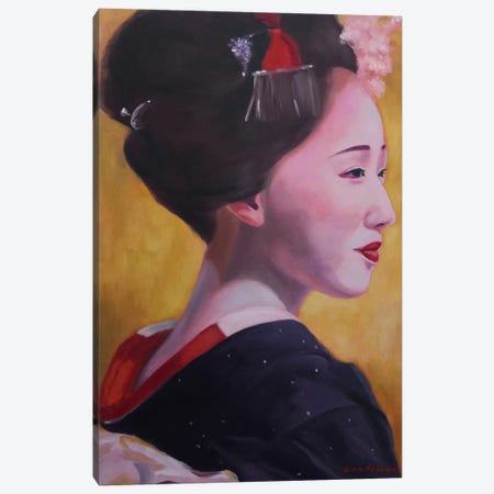 Geisha In Kimono On A Gold Background III Canvas Print #LNX41} by Jane Lantsman Canvas Art Print