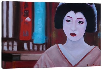 Amazement In Her Eyes, Geisha Portrait Canvas Art Print - Make-Up Art
