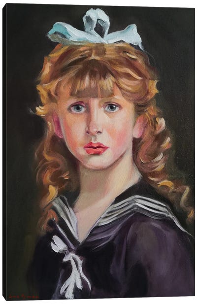 A Little Girl And A Bow Canvas Art Print - Jane Lantsman