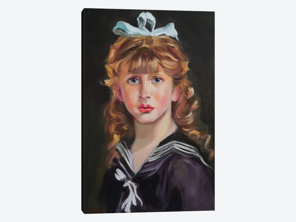 A Little Girl And A Bow by Jane Lantsman 1-piece Canvas Print
