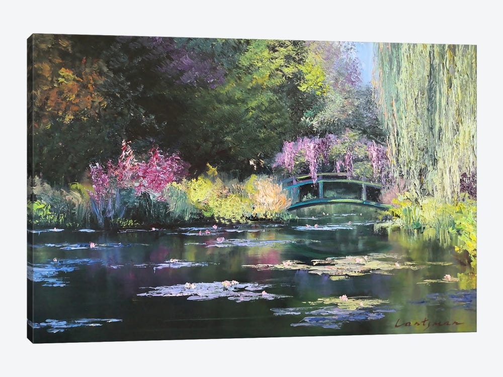 Waterlily Pond And A Garden by Jane Lantsman 1-piece Canvas Artwork