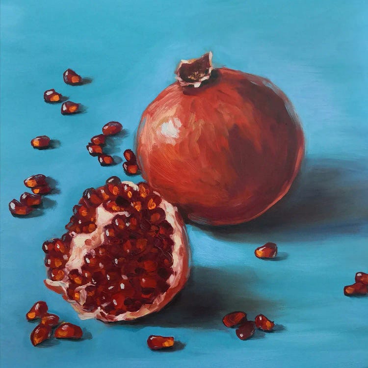 Ripe Pomegranates And Seeds