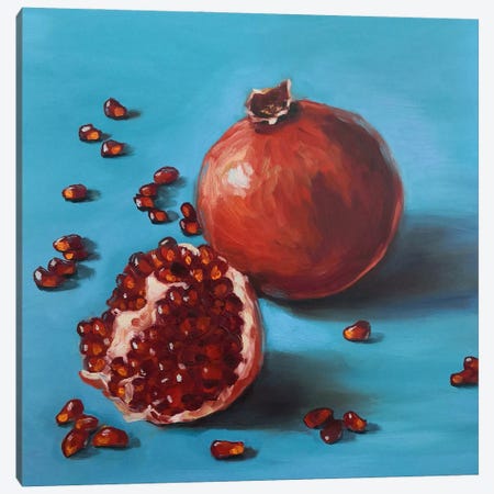 Ripe Pomegranates And Seeds Canvas Print #LNX47} by Jane Lantsman Canvas Artwork