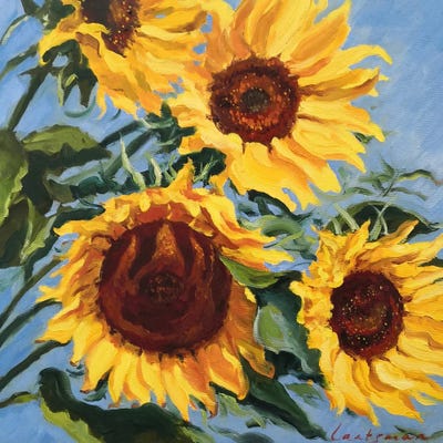 Sunflowers And A Blue Sky by Jane Lantsman canvas print