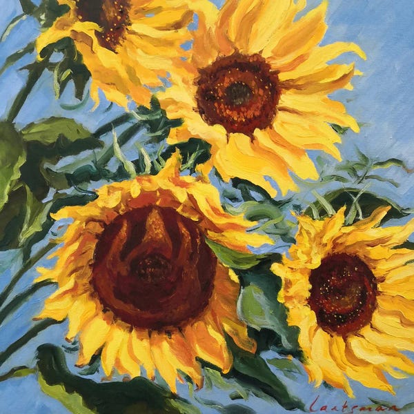 Van Gogh's Sunflowers Collection: Sunflowers And A Blue Sky by Jane Lantsman