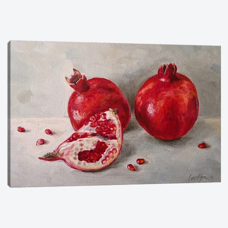 Ripe Pomegranates On Grey Background Canvas Print #LNX55} by Jane Lantsman Canvas Art Print