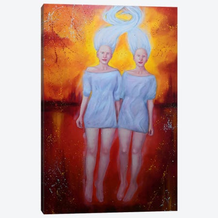 Sister Bonding Canvas Print #LNX62} by Jane Lantsman Canvas Art Print