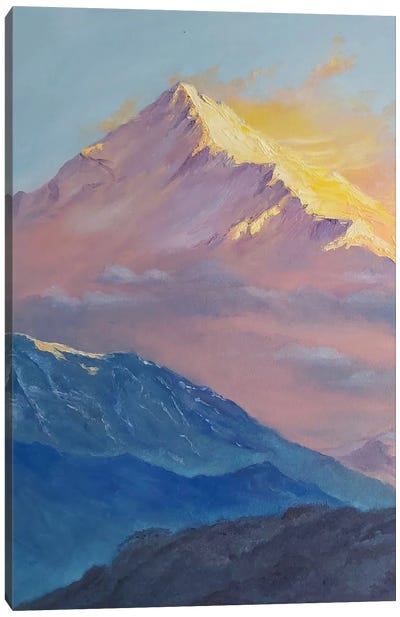 Sunrise In The Snowy Mountain Landscape Canvas Art Print - Jane Lantsman