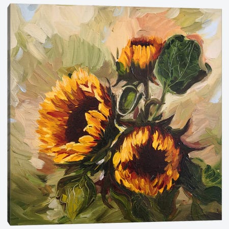Sunflowers In The Garden Canvas Print #LNX66} by Jane Lantsman Canvas Wall Art