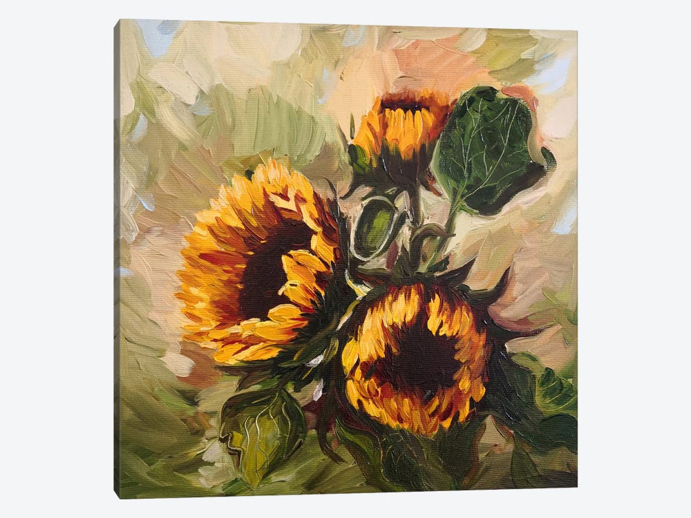 Sunflowers In The Garden by Jane Lantsman 1-piece Canvas Art Print