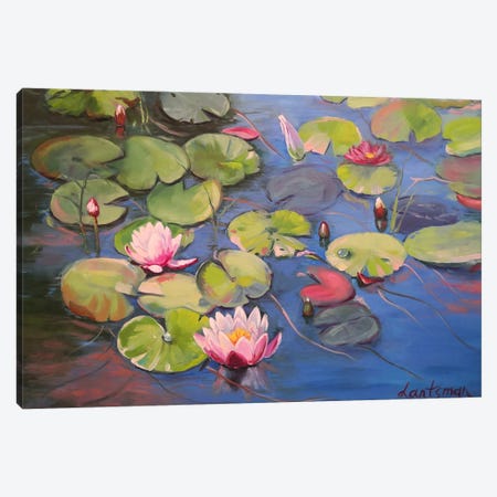 Waterlily Pond With Lotus Flowers Canvas Print #LNX68} by Jane Lantsman Canvas Print