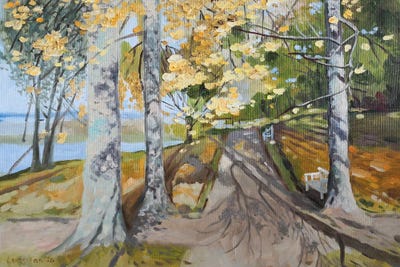 Gold Autumn In The Park Landscape by Jane Lantsman canvas print