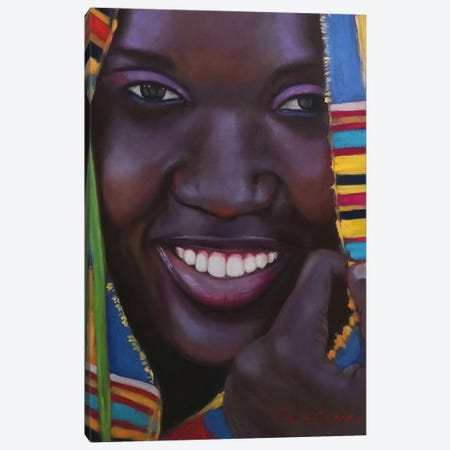 Beautiful Smile. African - American Woman Portrait Canvas Print #LNX73} by Jane Lantsman Canvas Wall Art