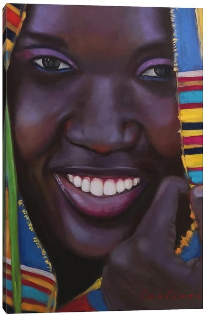 Beautiful Smile. African - American Woman Portrait Canvas Art Print - Global Patterns