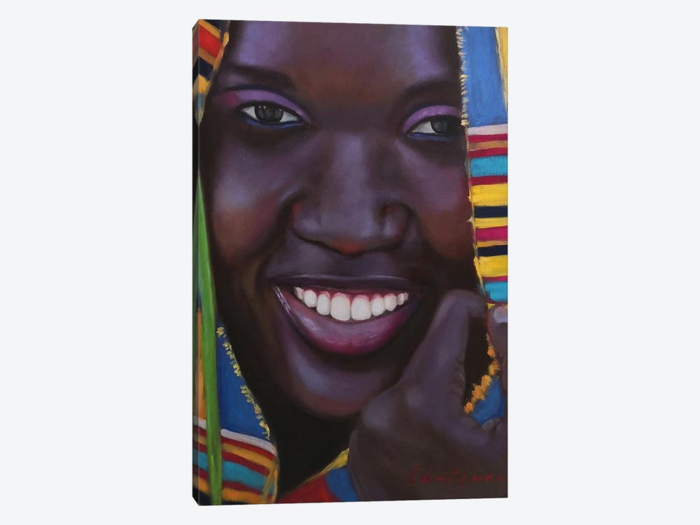 Beautiful Smile. African - American Woman Portrait by Jane Lantsman 1-piece Canvas Print