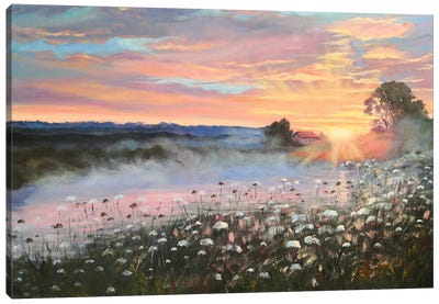 Misty Morning Fog At Dawn Landsgape Canvas Art Print - Jane Lantsman