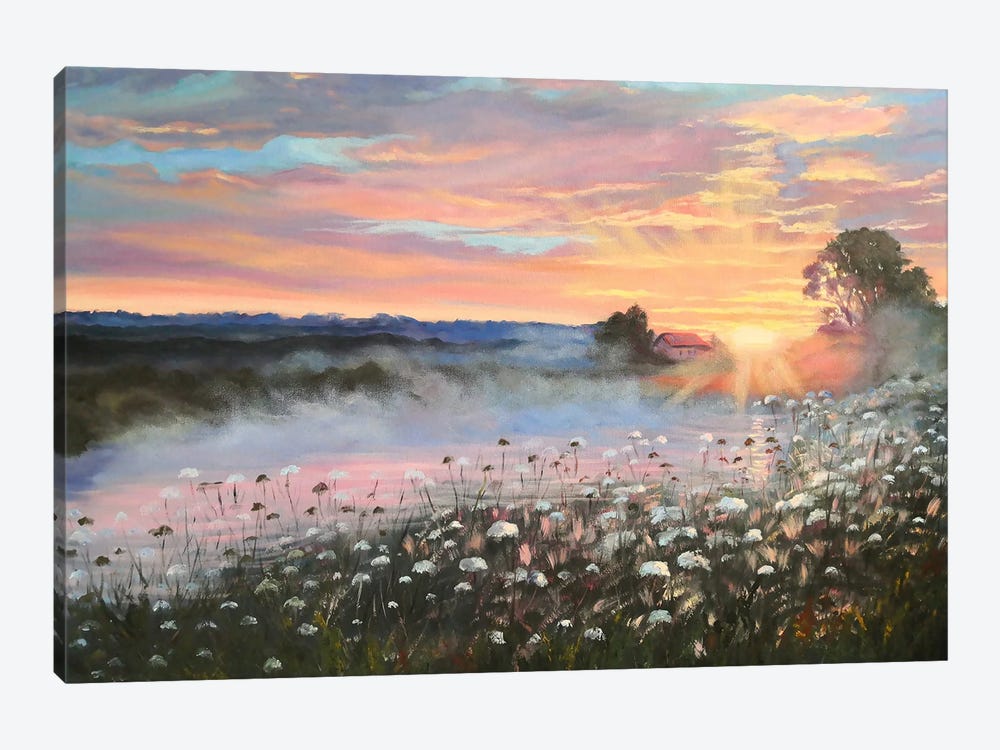 Misty Morning Fog At Dawn Landsgape by Jane Lantsman 1-piece Canvas Art Print