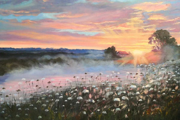 Jane Lantsman: Misty Morning Fog At Dawn Landsgape by Jane Lantsman