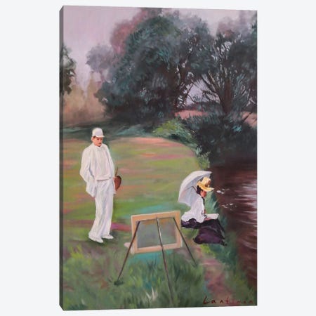 Figures And Nature Landscape With Lady And Artist Canvas Print #LNX7} by Jane Lantsman Art Print