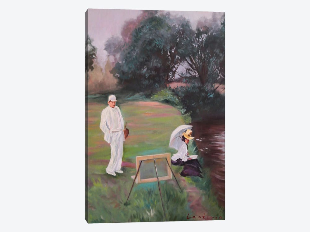 Figures And Nature Landscape With Lady And Artist by Jane Lantsman 1-piece Canvas Wall Art