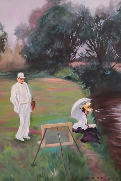 Jane Lantsman: Figures And Nature Landscape With Lady And Artist by Jane Lantsman