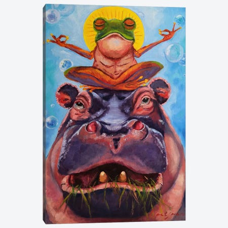The Body And The Soul. Hippo And His Dude Canvas Print #LNX9} by Jane Lantsman Canvas Art