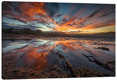 Fire In The Sky Canvas Art Print - Sunrises & Sunsets Scenic Photography