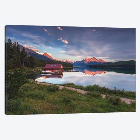 Maligne Sunset, Jasper, Canada Canvas Print #LNZ160} by Sergio Lanza Canvas Print