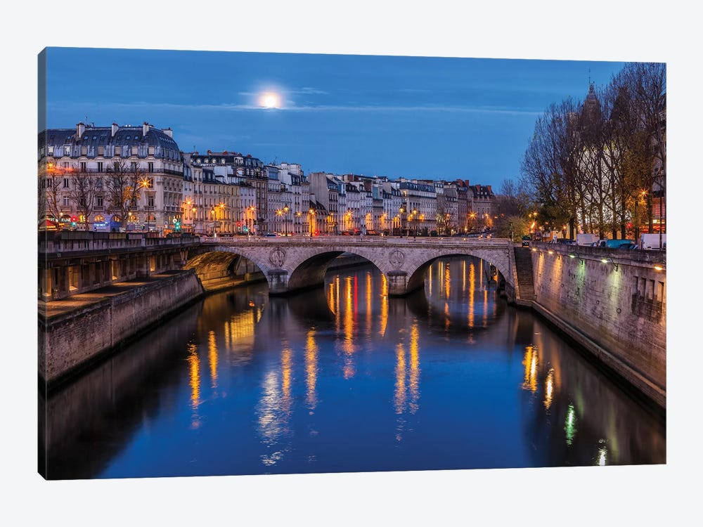 Moon By The Seine by Sergio Lanza 1-piece Canvas Wall Art