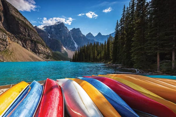 Pine Trees: Canoes By The Lake by Sergio Lanza
