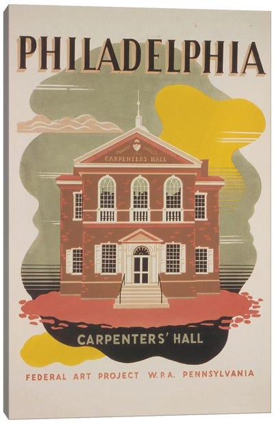 Philadelphia - Carpenters' Hall Canvas Art Print - Philadelphia Travel Posters