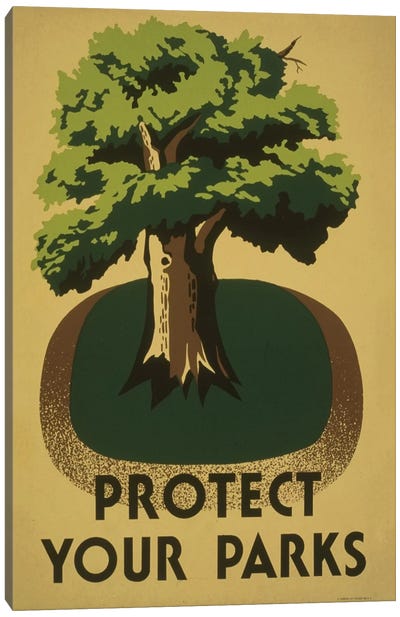 Protect Your Parks Canvas Art Print - Environmental Conservation Art