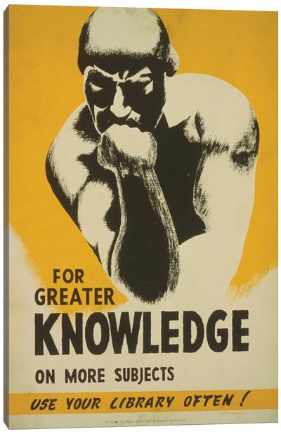 Use Your Library Often! Canvas Art Print - The Thinker Reimagined