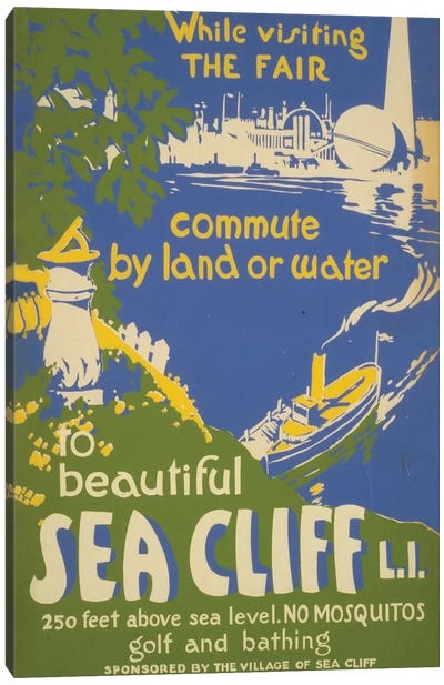 Visit Sea Cliff, L.I. Canvas Art Print - Vintage Travel Posters