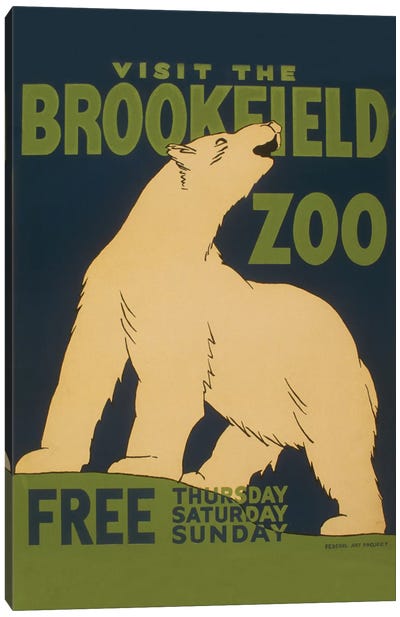 Visit The Brookfield Zoo Canvas Art Print - Vintage Travel Posters