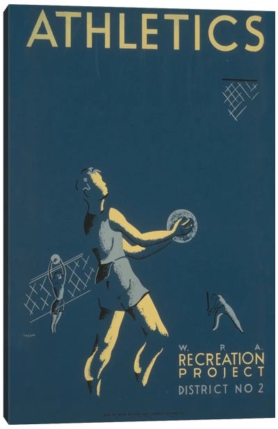 WPA Recreation Project: Athletics I Canvas Art Print - Basketball Art