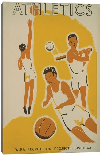 WPA Recreation Project: Athletics II Canvas Art Print - Baseball Art