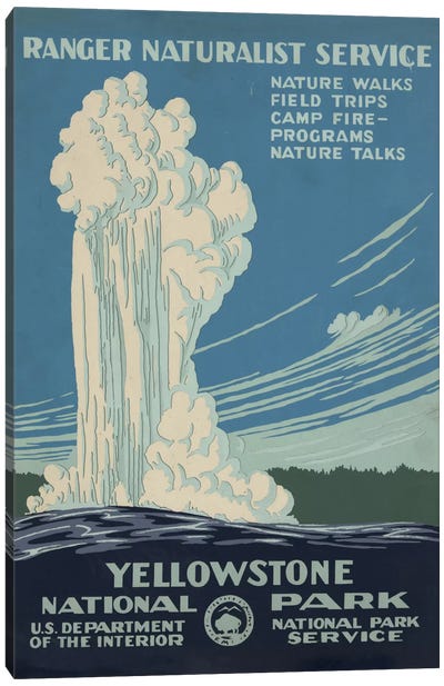 Yellowstone National Park (Ranger Naturalist Service) Canvas Art Print - Travel Posters