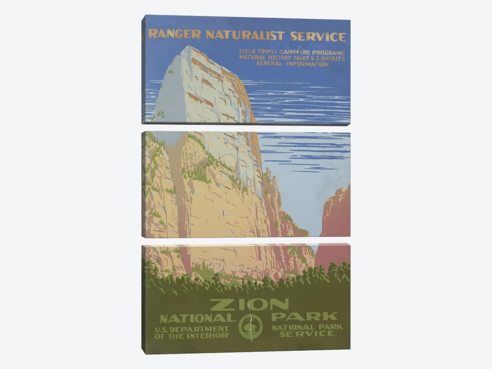 Zion National Park (Ranger Naturalist Service) by Library of Congress 3-piece Canvas Print