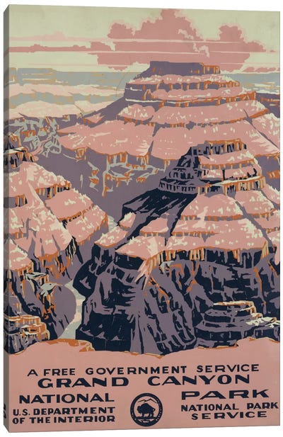 Grand Canyon National Park (A Free Government Service) Canvas Art Print - Vintage Travel Posters