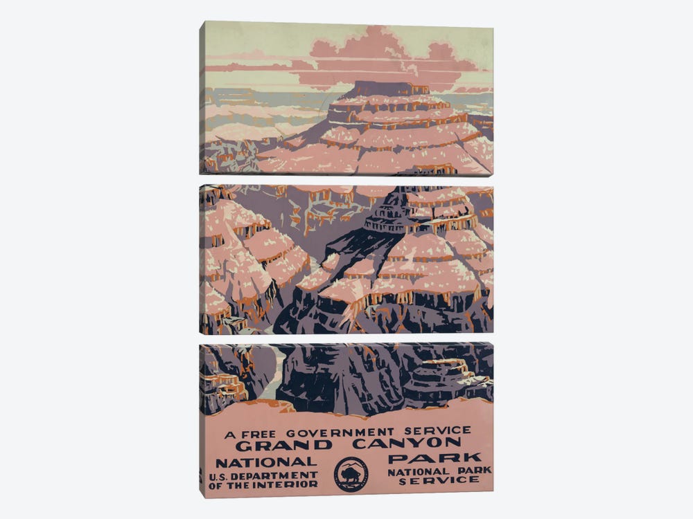 Grand Canyon National Park (A Free Government Service) by Library of Congress 3-piece Canvas Print