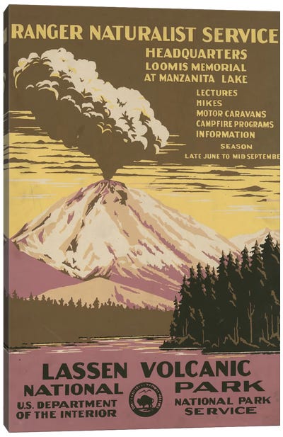 Lassen Volcanic National Park (Ranger Naturalist Service) Canvas Art Print - Vintage Travel Posters