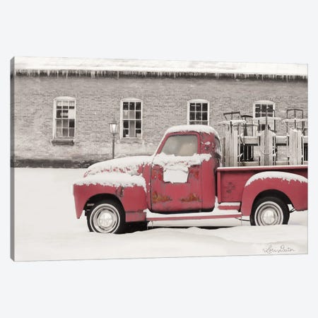 Old Sled Works Red Truck Canvas Print #LOD107} by Lori Deiter Canvas Art