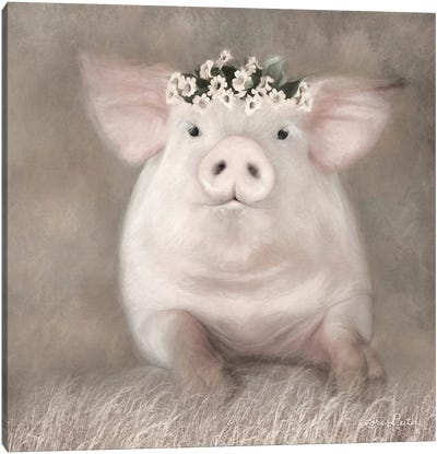 Painted Piggy Canvas Art Print - Pig Art