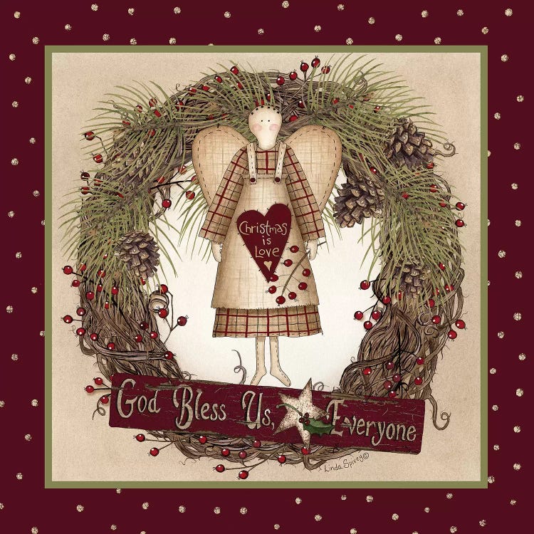 Folk Angel Christmas Wreath