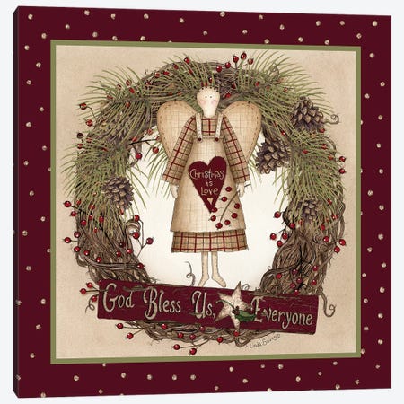Folk Angel Christmas Wreath Canvas Print #LOD130} by Lori Deiter Canvas Art